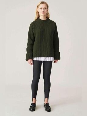 Ganni Tencel Phantom Black Ribbed Stirrup Joggers Size Medium NWT